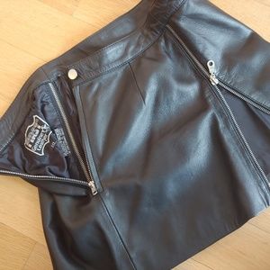 black leather miniskirt